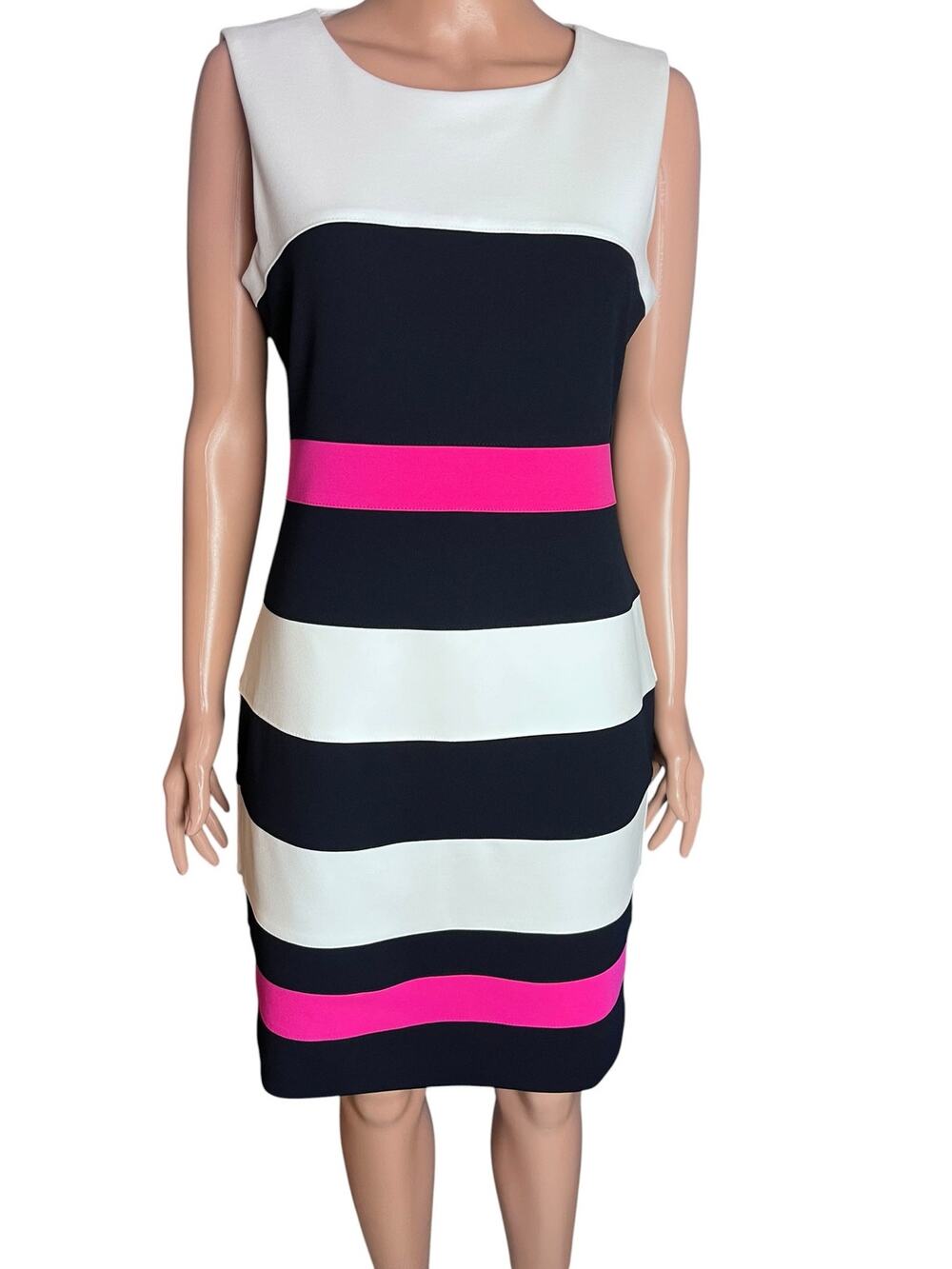 Tommy Hilfiger Colorblock Scuba Crepe Sheath Dress 10 Striped Wedding Guest